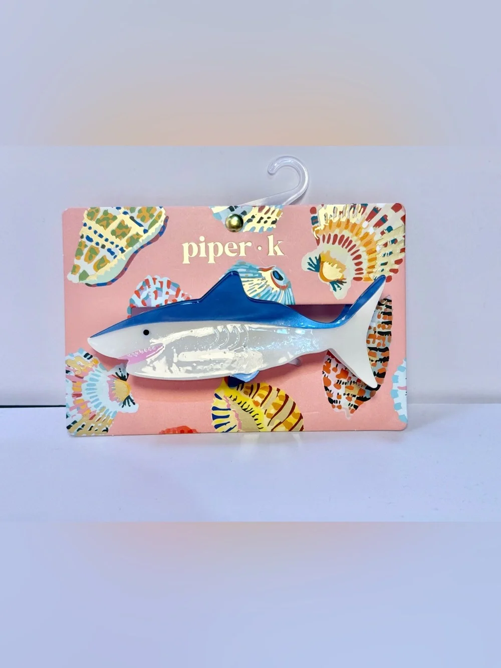 Piper K Hair Claw Clip Blue Shark Beach Shore Pool Acrylic Waterproof NEW Vacay